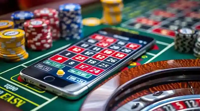 Live roulette table with multi-camera setup on mobile phone screen